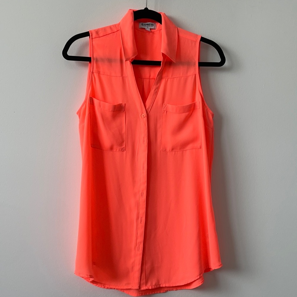 Express salmon button down shirt no sleeves size small